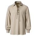 thumbnail image 1 of REZUOFI Mens Henley Long Sleeve Stand Collar Pullover Shirt Solid Drawstring Casual Loose for Daily Outdoor Wear, 1 of 6