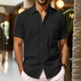 thumbnail image 1 of REZUOFI Mens Linen Short Sleeve Lapel T Shirt Solid Pocket Breathable Casual Loose for Summer Sports Daily, 1 of 8