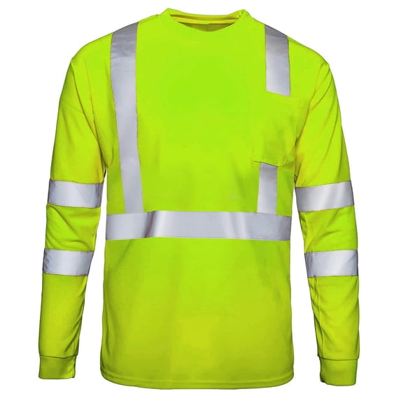 REZUOFI Mens Safety Long Sleeve Shirt Reflective Mesh Breathable Loose Fit for Construction Work