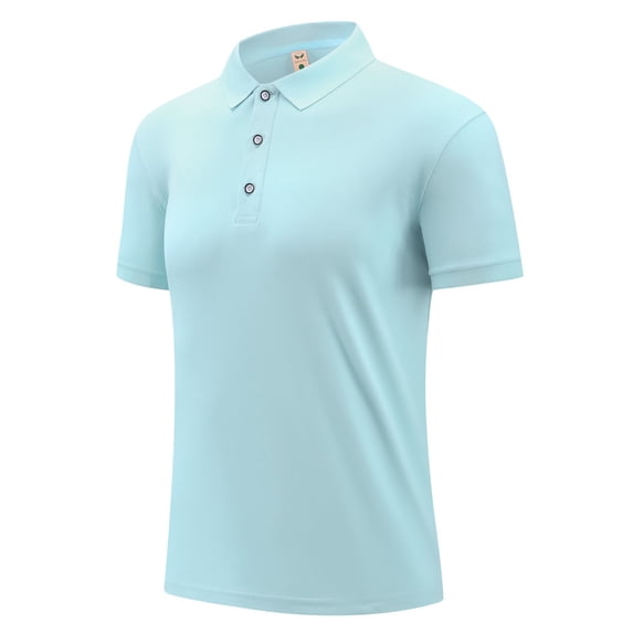 REZUOFI Mens Solid Short Sleeve Polo Shirt Button Lapel Casual Breathable Loose for Summer Office Daily Work