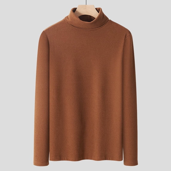 REZUOFI Mens Stand Collar Long Sleeve Knit Sweater Solid Color Warm Casual Loose for Winter Daily