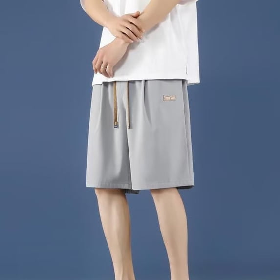 REZUOFI Shorts for Men Solid Drawstring Elastic Waist Casual Athletic Shorts with Pockets Five-Part Length for Summer Sports
