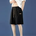thumbnail image 1 of REZUOFI Shorts for Men Solid Drawstring Elastic Waist Casual Athletic Shorts with Pockets Five-Part Length for Summer Sports, 1 of 4