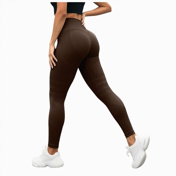 REgarm Anti Cellulite Compression 3D Leggings Women Butt Lifting Tummy Control with Resistance Bands Gym Yoga Pants Brown,XL