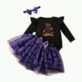 thumbnail image 1 of REgarm Baby Girl Halloween Outfit Ruffle Long Sleeve Romper Tulle Tutu Skirt Headband Clothes Set,9-12 Months, 1 of 7