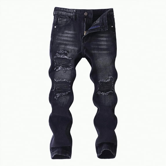 REgarm Boy's Skinny Fit Ripped Distressed Stretch Washed Fashion Kids Boys Denim Jeans Pants (Dark Blue,9-10 Years)