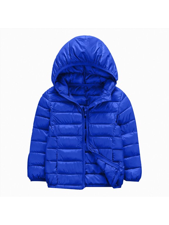 Boys Girls Winter Jacket Kids Puffer Coat Size 2-11 Years, Toddler Warm Lightweight Zip Up Outerwear with Hood