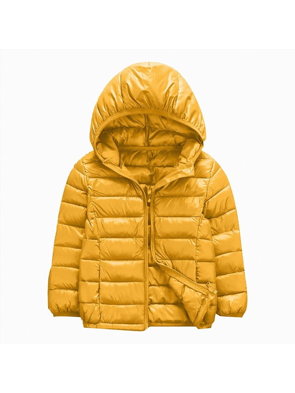 Boys Girls Winter Jacket Kids Puffer Coat Size 2-11 Years, Toddler Warm Lightweight Zip Up Outerwear with Hood