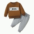 thumbnail image 1 of REgarm Halloween Outfits for Toddler Baby Boys Girls Letter Print Long Sleeve Sweatshirt Top Jogger Pants Cute Fall Winter Clothes Set,2-3 Years, 1 of 7