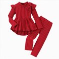 thumbnail image 1 of REgarm Kid Toddler Girl Clothes Ruffle Long Sleeve Top Solid Color Pants Fall Winter Outfit Set (Red,6-7 Years), 1 of 7