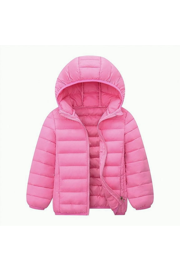Kids Boys Girls Winter Coats & Jackets,Kids Toddler Lightweight Padded Hooded Puffer Autumn and Winter Coat Pink,Size 3-4 Years