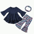 thumbnail image 1 of REgarm Toddler Baby Girl Clothes Fall Winter Outfits Ruffle Long Sleeve Tops Floral Flared Pants Kids Girls Clothes (H,4-5 Years), 1 of 4