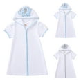 thumbnail image 1 of REgarm Toddler Baby Swim Cover Up Terry Cloth Hooded Zip-up Bathing Suit Cover Up for Girls Boys Swimwear Summer Beach Swimsuit Cover Up Blue,3-4 Years, 1 of 7