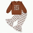 thumbnail image 1 of REgarm Toddler Girl Clothes Fall Winter Outfits for Girls Cute Print Sweatshirt + Flared Pants Set 2 Piece (Brown,5-6 Years), 1 of 7