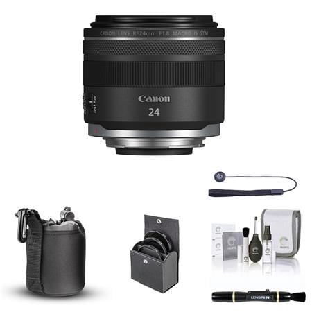 RF 24mm f/1.8 Macro IS STM Lens Bundle with 52mm Filter Kit, Lens Case, Lens Cleaner, Cleaning Kit, Lens Cap Tether