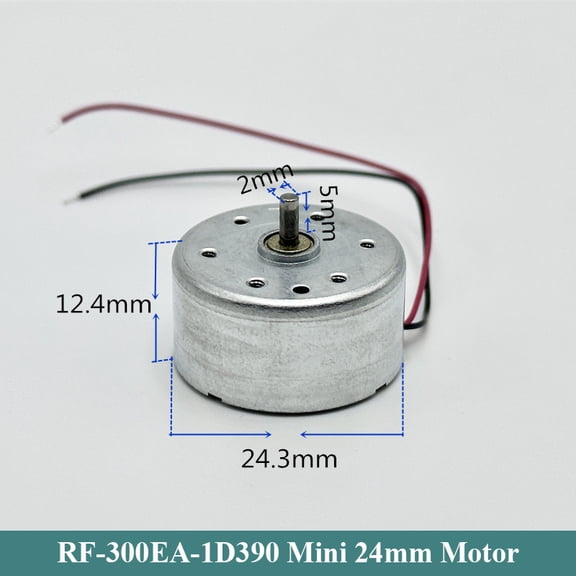 RF-300EA-1D390 DC 1.5V 3V 5V 6V 7250RPM Mini Mute 24mm Round Spindle Motor Precious Metal Brush Engine DIY Solar Power Toy Model
