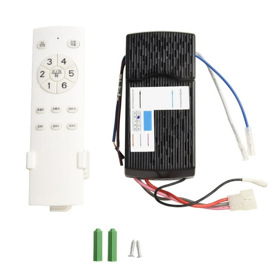 RF 433MHz Fan Light Remote Control Receiver, 6-Speed Regulation With Memory Function, Wide Angle Wireless Controller For Ceiling Fans, Easy Installation, Black And White