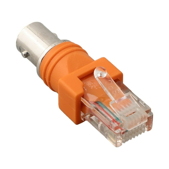 RF Female to RJ45 Male Coaxial Coupler Adapter, BNC to RJ45 Connector for Line Finder, Metal Housing-Pluggable Terminal Block, Orange Industrial Wire Cable Adapter