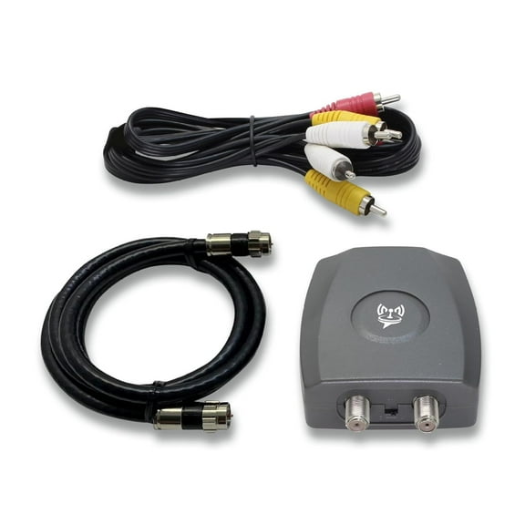 RF Modulator RCA Composite to RF Coaxial Converter Includes AV RCA Cable and Power Supply