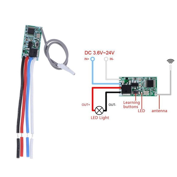 RF Relay Module Receiver 2A Controller DC 3.6V~24V LED Light RF Relay Receiver