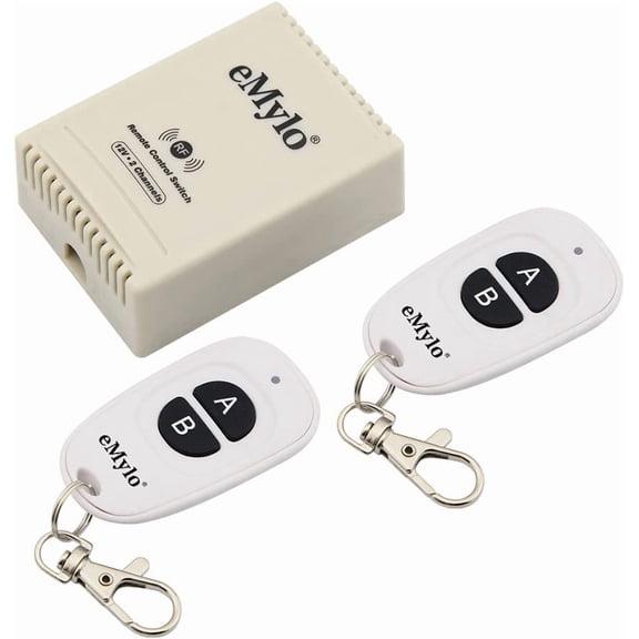 RF Relay Switch Smart Wireless Remote Control Module 433Mhz Relay Receiver with Two Transmitters DC 12V Two-Channels for Light Garage Door, Electric Curtains, Locks, Water Pump