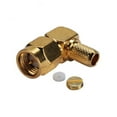 thumbnail image 1 of RF SMA Male Plug Right Angle Crimp Connector for RG58 LMR195 RG142 RG400 Cable, 1 of 1