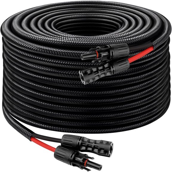 RF Solar Cable 50FT, 8AWG Solar Extension Cable with Male & Female Solar Connectors, Flame-Retardant Protective Sleeving Solar Panel Cable, Weatherproof PV Wire for Solar Panel Connection