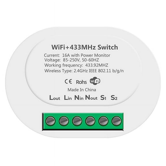 RF433 WiFi Smart Switch Tuya 16A Light Switch MiniHome Breaker Relay with Power Monitor Smart Life APP Voice for ,A