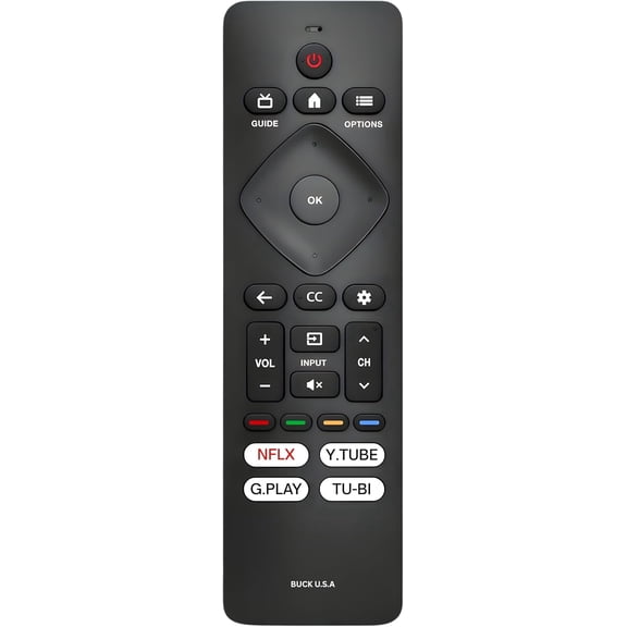 RF439A Replacement Remote Control for Philips TVs, Easy Setup, Streaming Shortcuts, Compatible with Android and Google Smart TVs, Works with PFL5766 and PUL7672 Series, No Voice Function