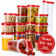 RFAQK 16 PCS Freezer Soup Containers with Lids-16 Plastic 16/32 OZ Deli Containers with Twist Top Lids-Food Storage Containers with Twist Top Lids-Reusable Plastic Box for Lunch, Gym, Travel