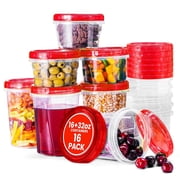 RFAQK 16 PCS Freezer Soup Containers with Lids-16 Plastic 16/32 OZ Deli Containers with Twist Top Lids-Food Storage Containers with Twist Top Lids-Reusable Plastic Box for Lunch, Gym, Travel