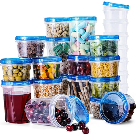RFAQK 48 PCS Freezer Storage Containers with Twist Top Lids-(32OZ & 16OZ) 24 Plastic Deli Containers with 24 Screw Lids-Soup Freezer Containers with Lids-Meal Prep Reusable Box for Lunch and Gym