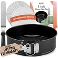 thumbnail image 1 of RFAQK Non-Stick 9 Inch Springform Pan - Spring form Pan for Cheesecake with Removable Bottom, Bonus Icing Spatula with 10 Pcs Parchment Paper & Recipe E-Book - Ideal for Baking Cakes, Pizzas, & More!, 1 of 8