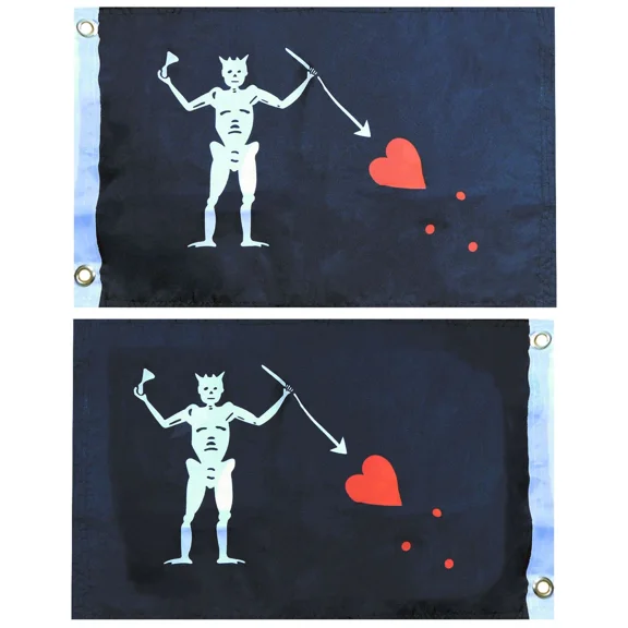 RFCO Jolly Roger Pirate Blackbeard Double Sided 100D 12x18 Poly Boat Car Flag