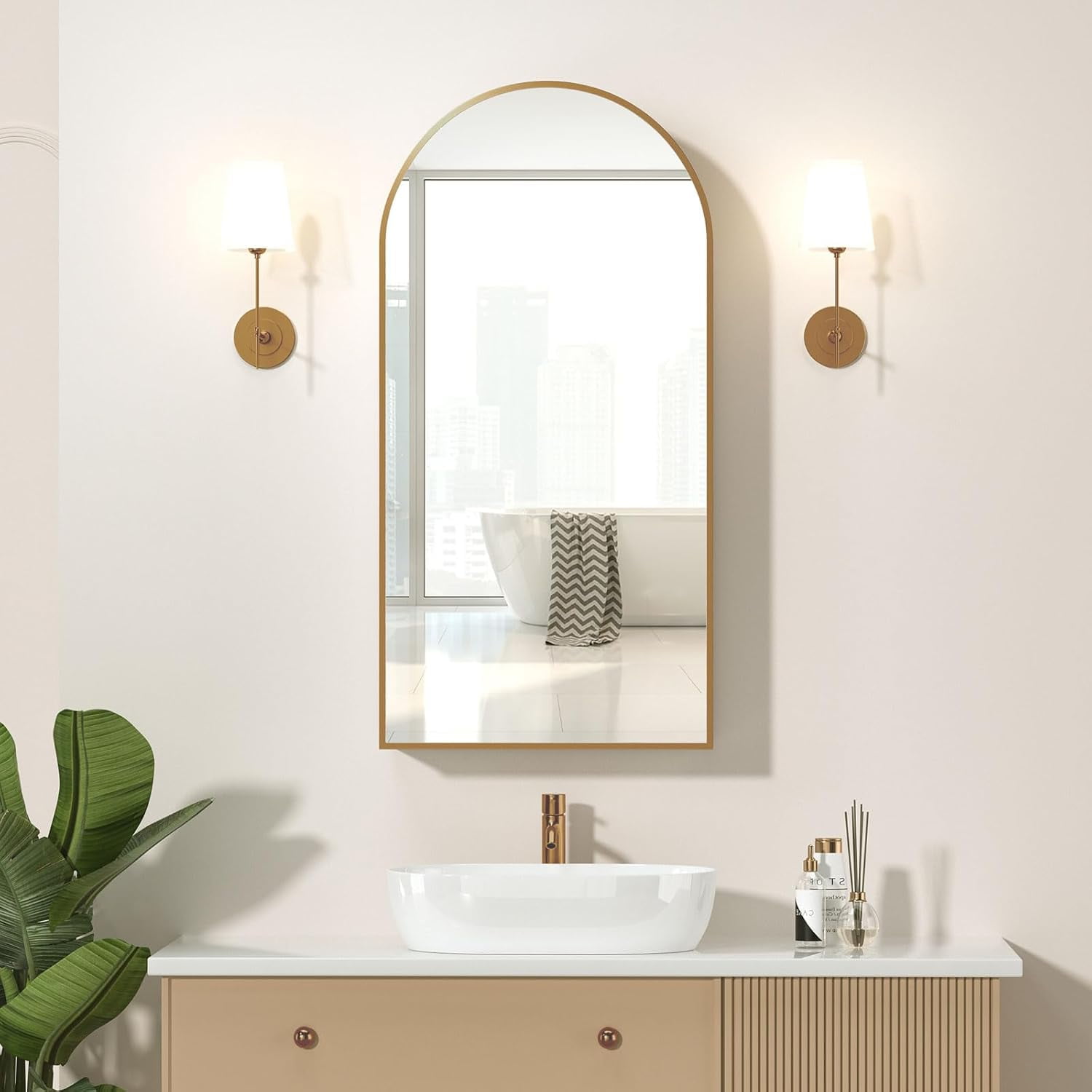 Arched Medicine Cabinet with Mirror Bathroom Mirrored Arch Medicine ...