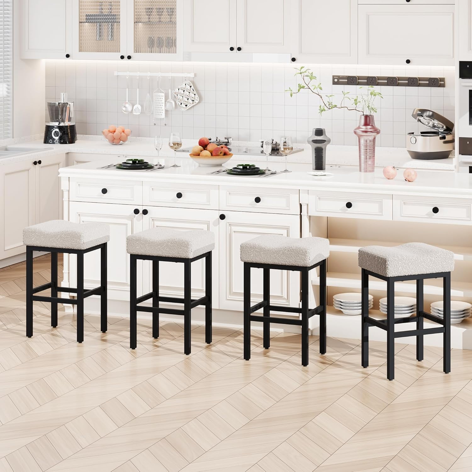 RFCUIBIJ FUNCOLOR Bar Stools White Counter Height Bar Stools 27 Inches ...