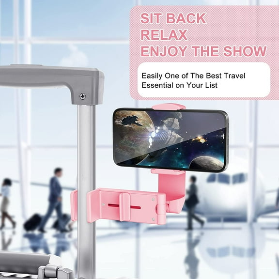 RFGBRG-Airplane Phone Holder Mount Universal in Flight Hands Free Viewing with Multi-Directional Dual 360 Degree Rotation (Pink)