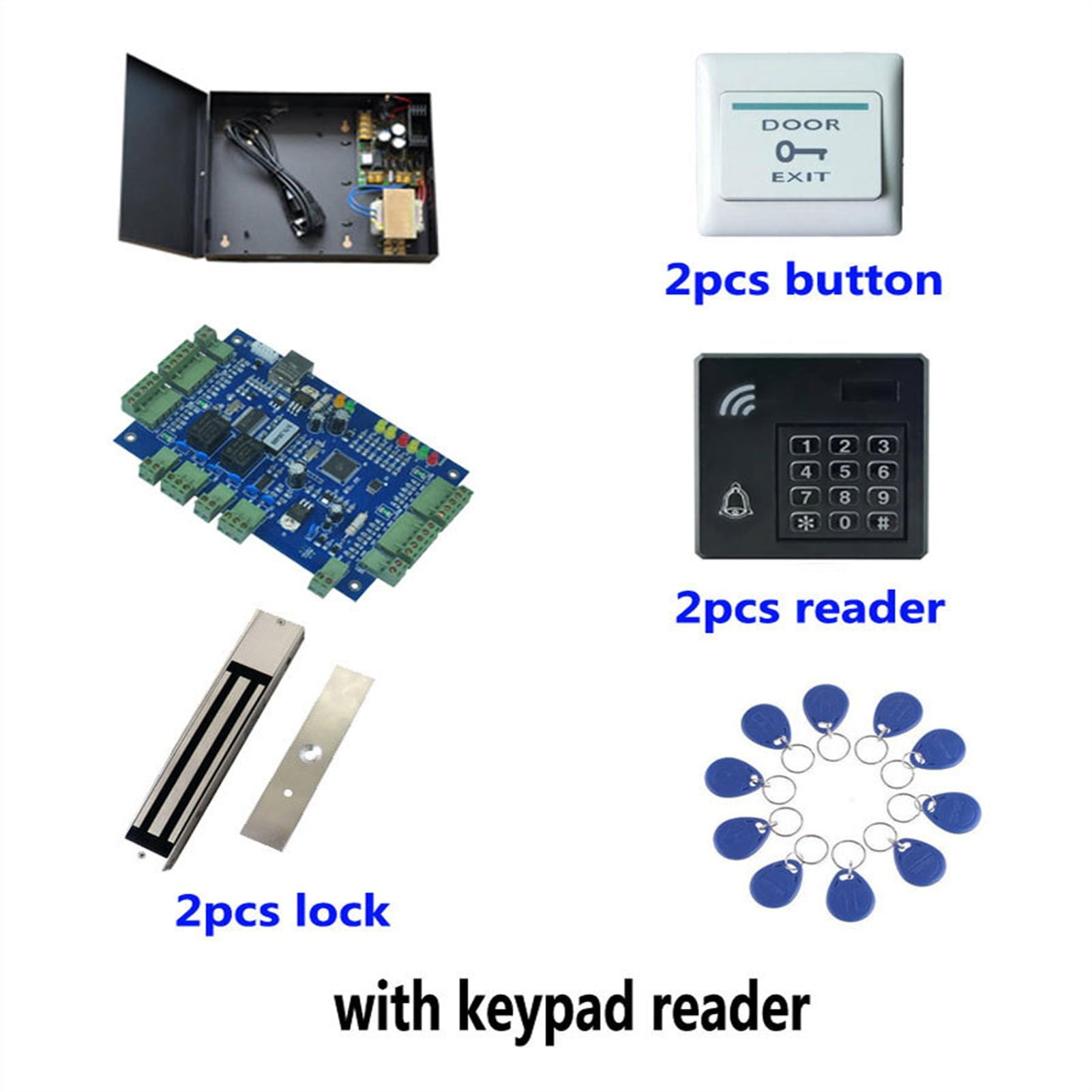 RFID Access Control Kit,TCP Two Door Access Control+powercase+280kg ...