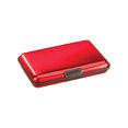 thumbnail image 1 of RFID Aluminum Credit Card Holder, Crushproof Design, Aluminum Design - Red Design, Measures 4 1/4" Long x 3" Wide x 3/4" Deep, 1 of 6