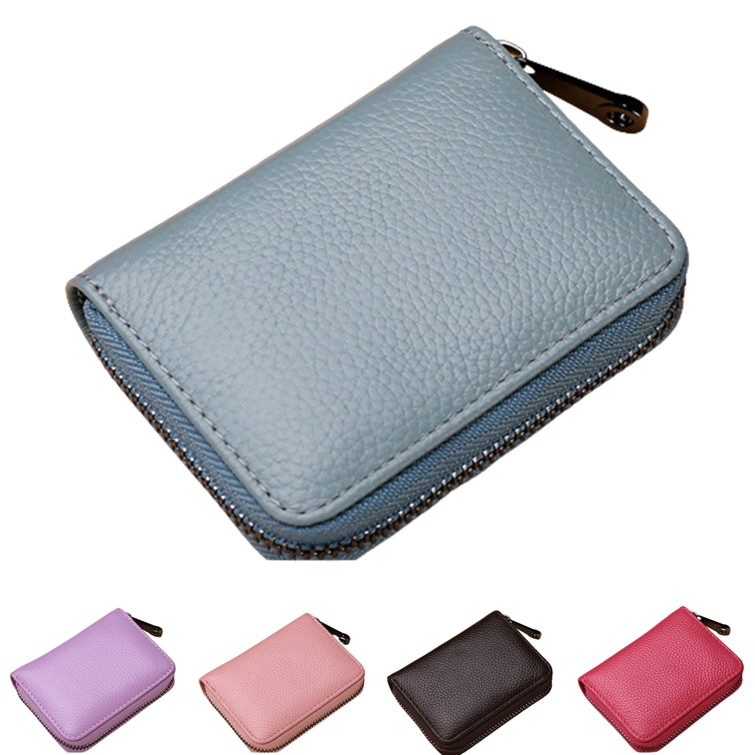 RFID Antitheft Wallet Leather Men Women Card Holder Small Zipper RFID