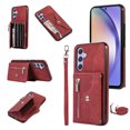 thumbnail image 1 of RFID BLOCKING Wallet Case for Samsung Galaxy A36 5G with Card Holder, Zipper Pocket Kickstand Function Shockproof Purse Phone Cover with Removable Shoulder Strap & Wrist Strap, Red, 1 of 10
