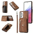 thumbnail image 1 of RFID BLOCKING Wallet Case for Samsung Galaxy A53 5G with Card Holder, Zipper Pocket Kickstand Function Shockproof Purse Phone Cover with Removable Shoulder Strap & Wrist Strap, Brown, 1 of 10