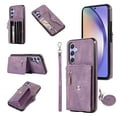 thumbnail image 1 of RFID BLOCKING Wallet Case for Samsung Galaxy S25 with Card Holder, Zipper Pocket Kickstand Function Shockproof Purse Phone Cover with Removable Shoulder Strap & Wrist Strap, Purple, 1 of 10
