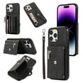 thumbnail image 1 of RFID BLOCKING Wallet Case for iPhone 16 Plus with Card Holder, Zipper Pocket Kickstand Function Shockproof Purse Phone Cover with Removable Shoulder Strap & Wrist Strap, Black, 1 of 10