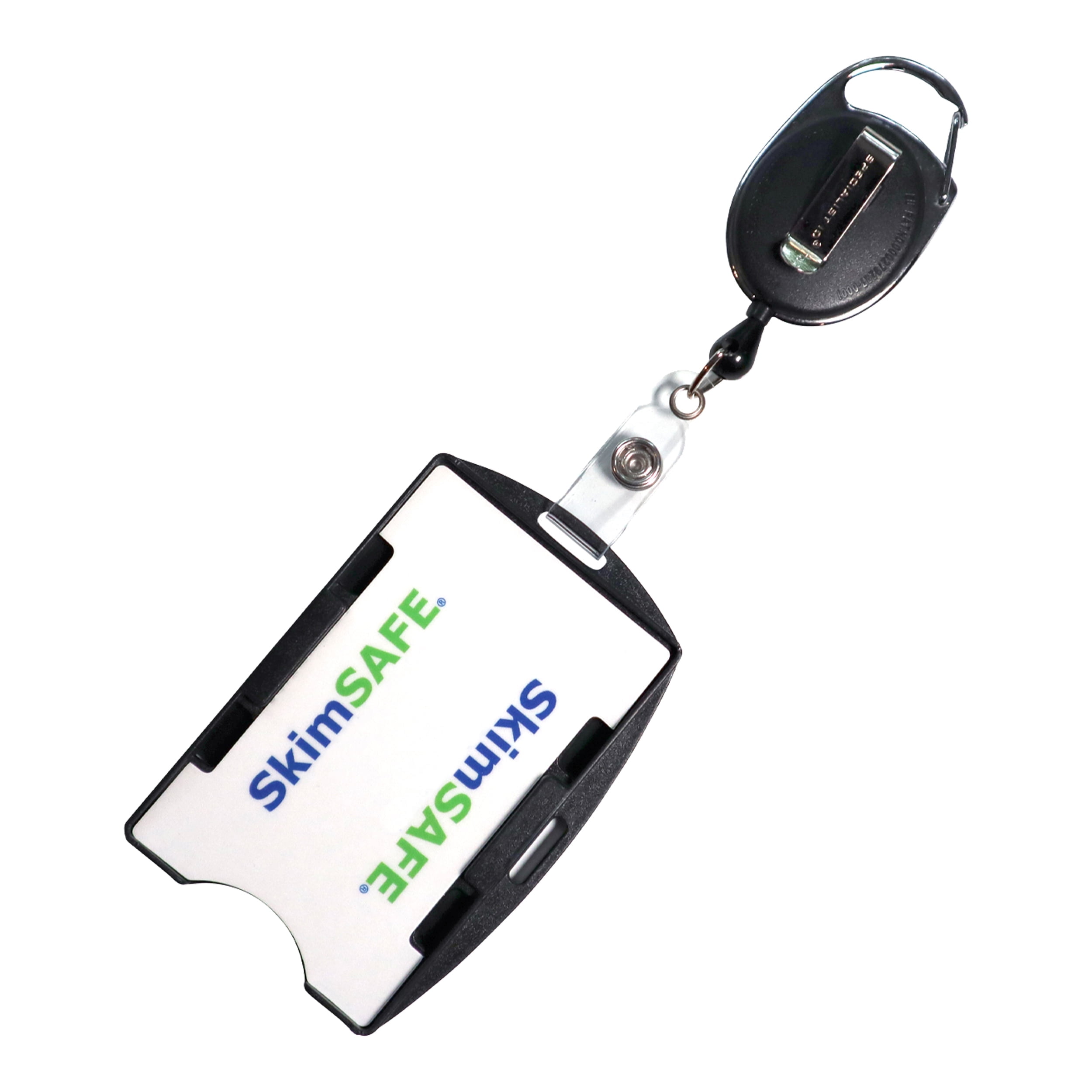 RFID Blocking Badge Holder with Retractable Carabiner Clip Badge Reel ...