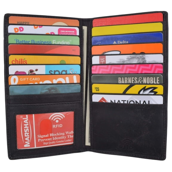 RFID Blocking Bifold Credit Card ID Holder Hunter Leather Wallet for Men & Women
