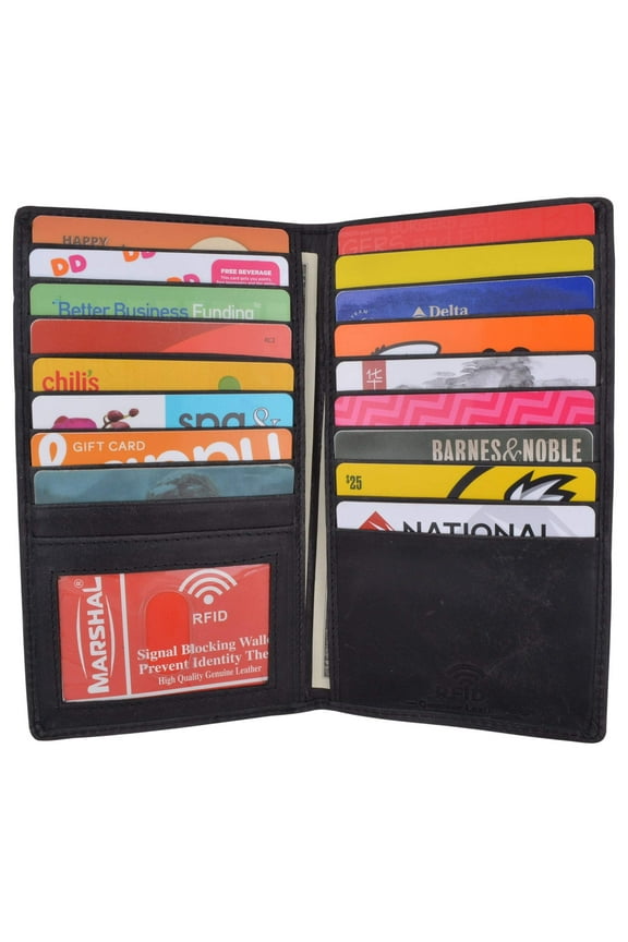 RFID Blocking Bifold Credit Card ID Holder Hunter Leather Wallet for Men & Women