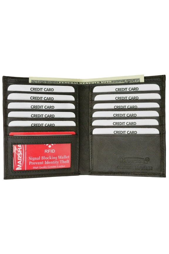 RFID Blocking Bifold Hipster Credit Card Wallet Premium Lambskin Leather RFID P 2502 (C) Black