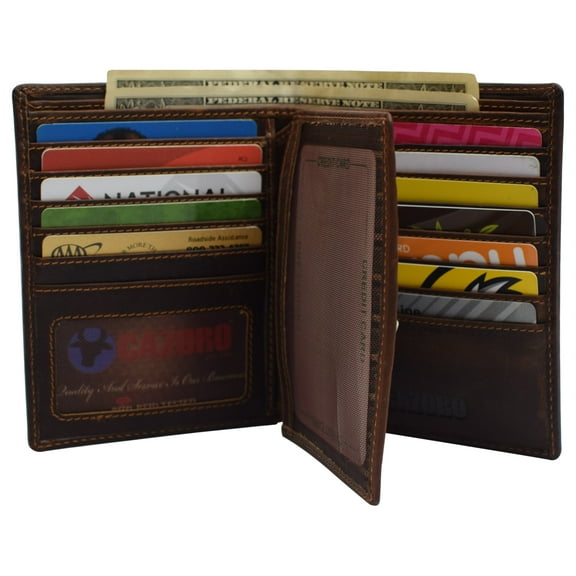 RFID Blocking Bifold Hipster Multi Credit Card ID Holder Biker Chain Wallet Vintage Leather