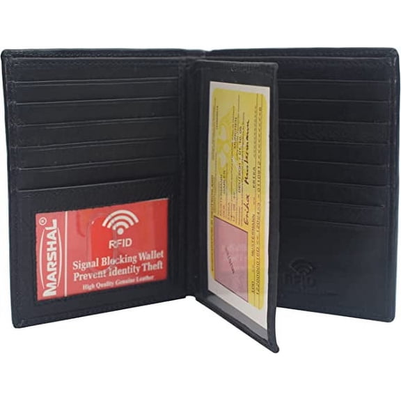 RFID Blocking Bifold Hipster Multi Credit Card ID Holder Wallet Leather (Black)